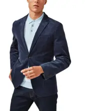 

High Quality Navy Blue Mens Tuxedos Handsome Young Corduroy Blazer Business Party Show Wedding Marriage Evening Dinner Coat 1 Pc