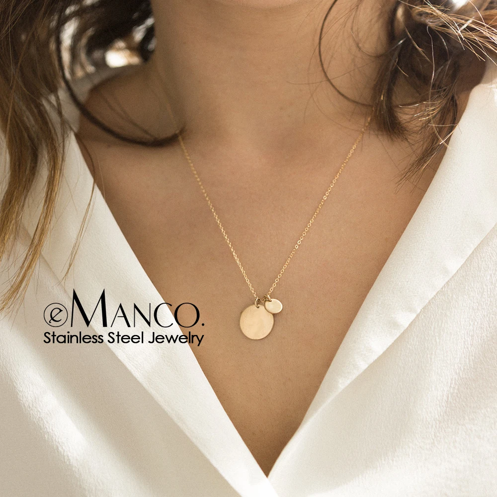 

Simple Temperament Single-layer Stainless Steel Necklace Ladies Wild Europe and America Geometric Disc Pendant Exquisite Jewelry
