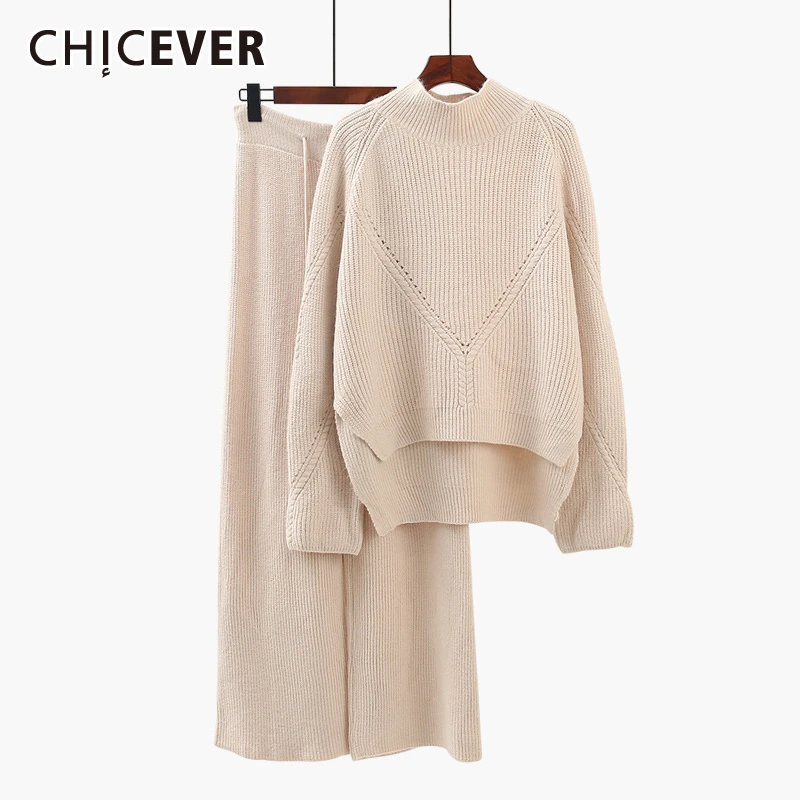 CHICEVER корейский вязаный комплект из двух предметов женский свитер с круглым