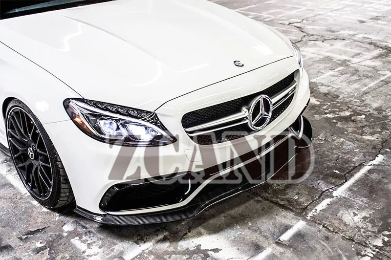 PSM Реальные углеродного волокна передний губы сплиттер задний спойлер для Benz C63 AMG W205 4 двери 2015UP