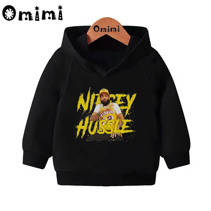 Детские толстовки «рэпер Lil Peep Nipsey Hussle» детские толстовки с капюшоном пуловер для малышей топы для девочек и мальчиков, осенняя одежда KMT5280 - Цвет: Black-5280D