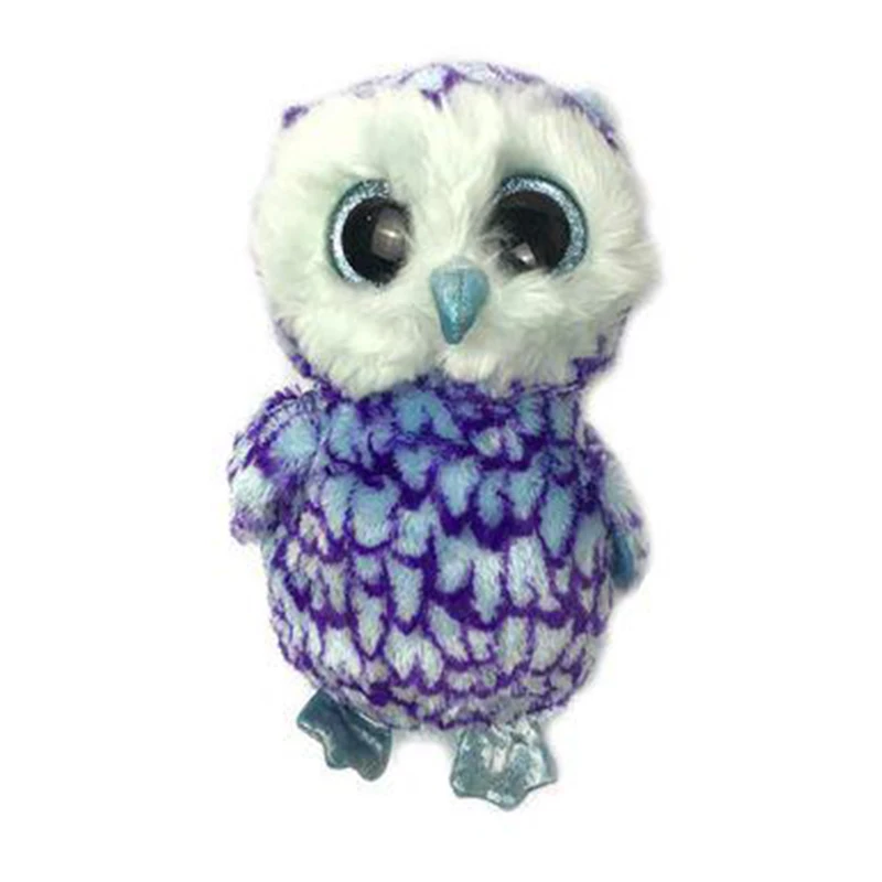 15CM Ty Big Eye Beanie Plush Animal Doll Stuffed Rainbow Barred Owl Softl Collectible Toy Children Gift