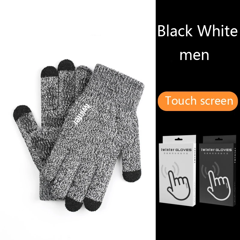 Black White-men Унисекс, для сенсорных экранов бини шапки-бини шапки Для мужчин сноуборд перчатки для езды на мотоцикле, лыжи Зимние Для женщин спортивные Водонепроницаемый зимние перчатки - Цвет: Black White-men