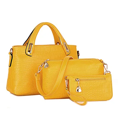 

New Style WOMEN'S Bag Stone Crocodile Pattern Different Size Bags Three-piece Set Shoulder Bag/ Hand Bag Oblique Bag