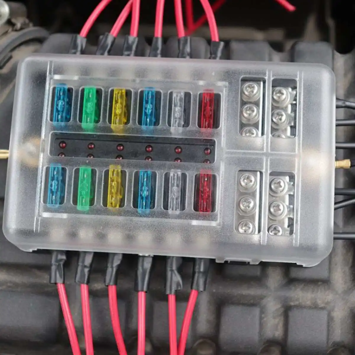 32V постоянного тока 12-ходовой светодиодный лезвие держатель предохранителя коробка Блок Чехол с отрицательным база+ крышка для защиты от пыли+ закрепленная гайка автомобильные аксессуары держатель плавкого предохранителя на колесах лодка яхта