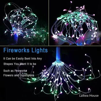 

Firework Lights LED 8 Kinds of Lighting Modes Waterproof String Lights with Remote Control for Household Garden Decorations