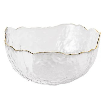 

Irregular Gold Inlay Edge Glass Salad Bowl Fruit Rice Serving Bowls Food Storage Container Lunch Bento Box Decoration