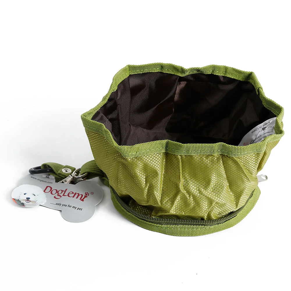 Green Terylen миска для домашних животных, кормушка, переносная Складная Водонепроницаемая миска для собак, кошек, на открытом воздухе, для Походов, Кемпинга - Color: Green