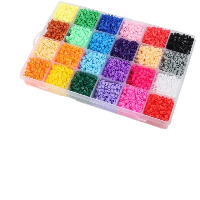 JINLETONG Hama Beads 5mm Kit 2600pcs jigsaw puzzle Fuse Beads Set, 4 Big Pegboards, 2 Ironing Paper 2Pcs Tweezers Christmas Gift 24 grids beads