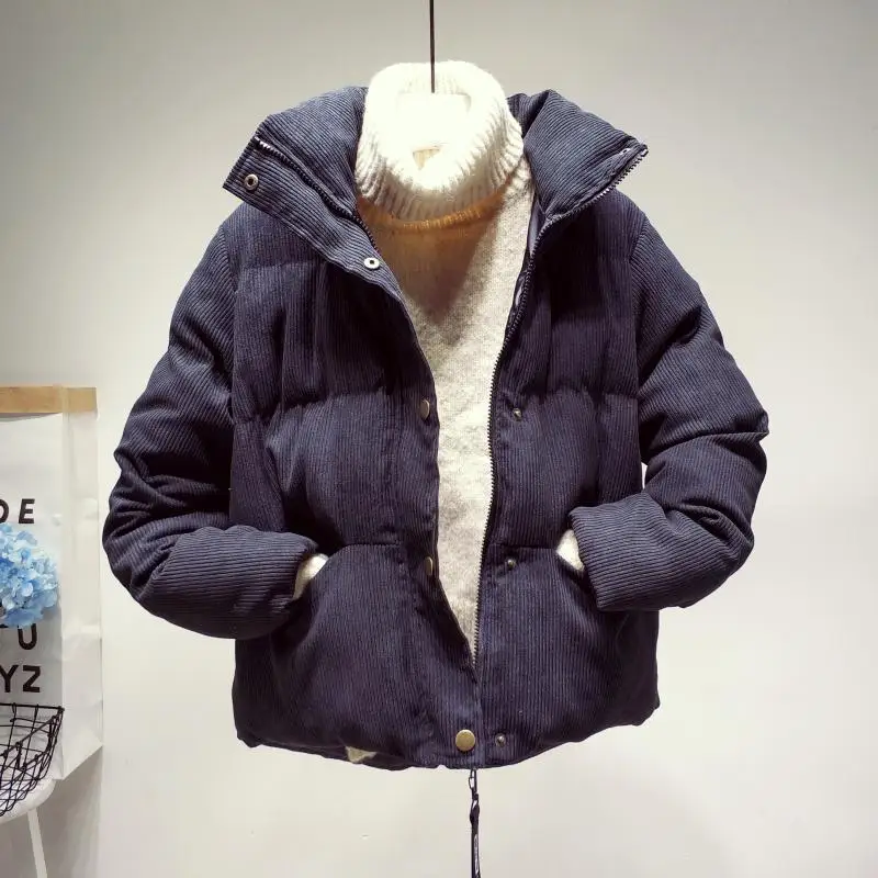 Кордюровые хлопковые Для женщин осень-зима Новые широкие Короткие хлопковые штаны с прошивкой для Для женщин хлопковое пальто толстое пальто;
