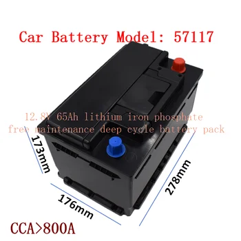 شراء12 فولت 65Ah Lifepo4 بطارية السيارة الذروة 10kw CCA 800A صيانة مجانية دورة عميقة للسيارات في الهواء الطلق أدوات كهربائية بطارية الطاقة
