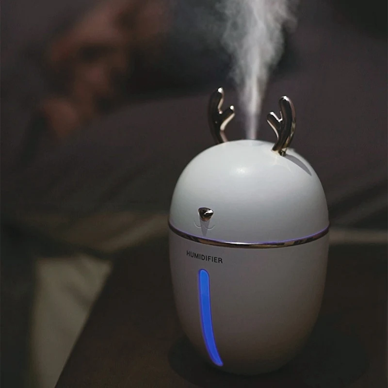  Cute Deer USB Humidifier With LED Night Light Mute Humidifier For Car Portable Hydrating Humidifier