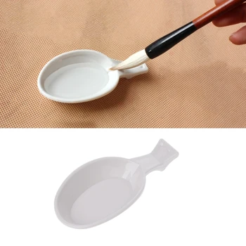 

Spoon Shape Ink Tray Containers Chinese Writing Brush Pen Holder Rest Stand
