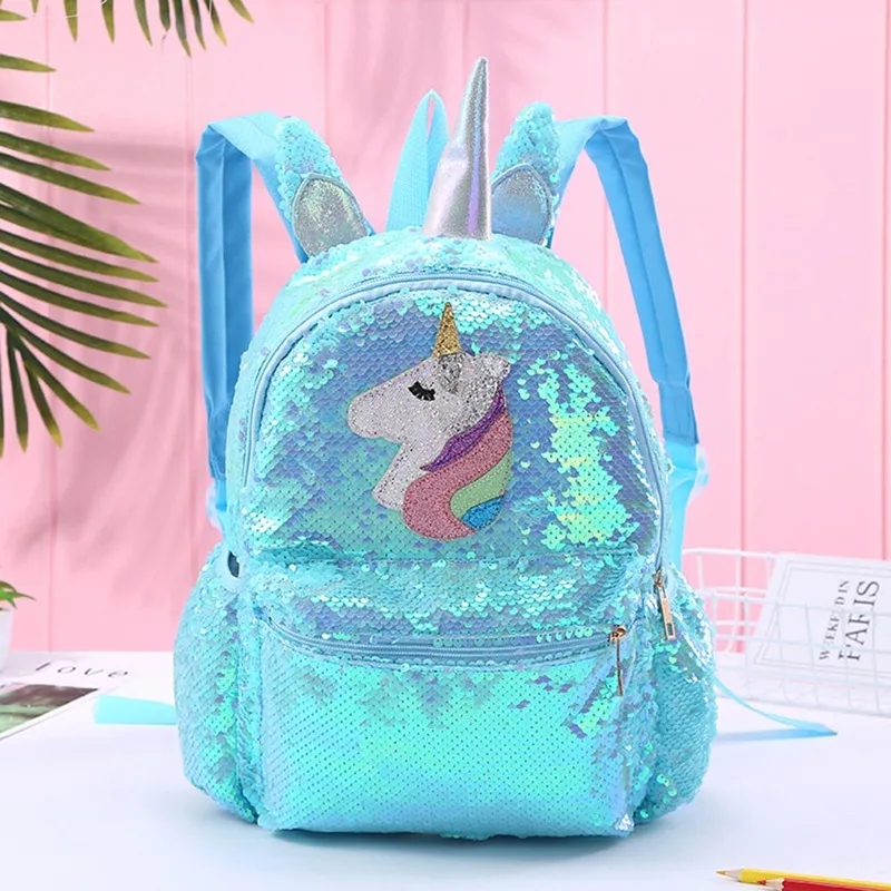 Harajuku единорог блестками Девушка Вентилятор Рюкзак Мини Рюкзак - Color: Sky blue