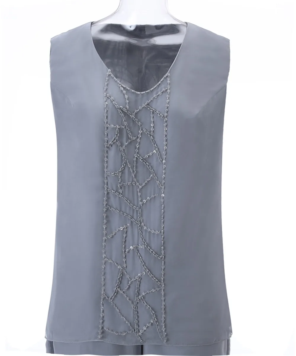 SOLOVEDRESS Женский шифон с бисером Мода 3 шт. мать невесты платье брюки костюмы с длинным рукавом наряд JacketSL-M17