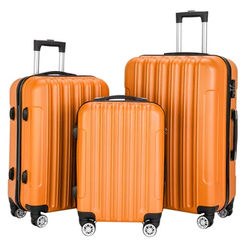 

3-in-1 Multifunctional Large Capacity Traveling Storage High Quanlity ABS Materials Suitcase Luggage Set Orange 20''24''28''