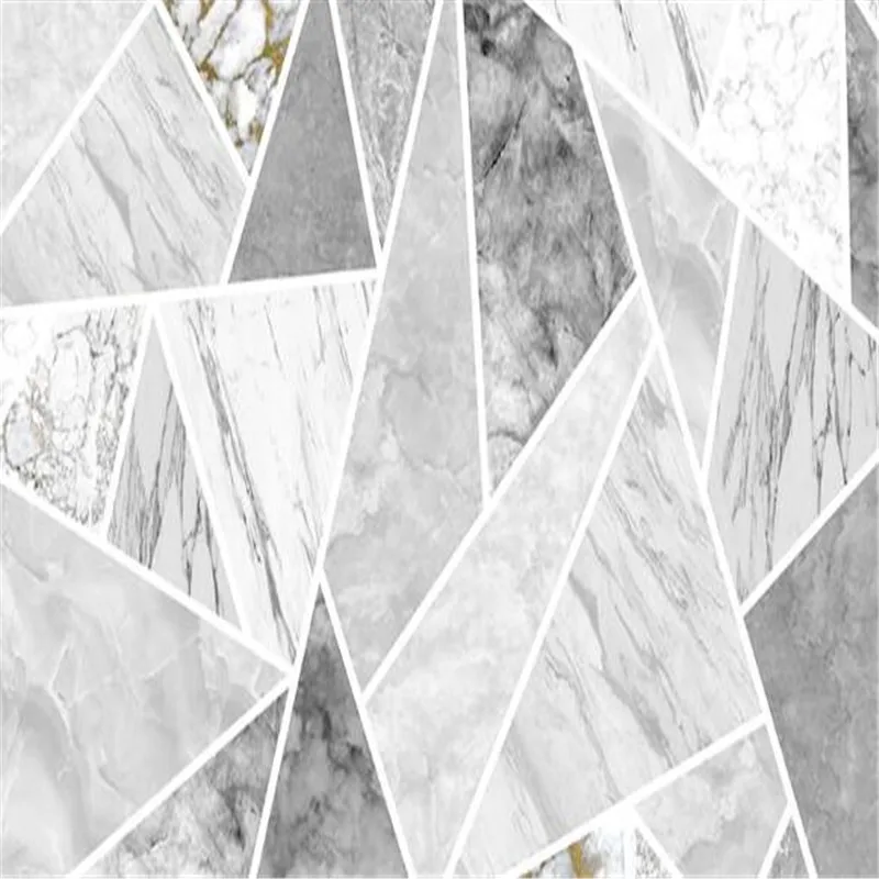Large 3D Wallpaper Mural Custom Jazz White Marble Stone Geometric Modern Living Room TV Background Wallpaper Mural