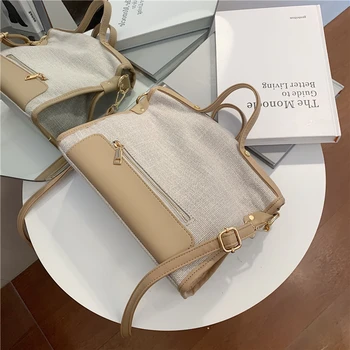 

Burminsa Summer Canvas Hand Bags For Women Ladies Large Capacity Shopper Bags High Quality Patchwork Shoulder Crossbody Bag 2020