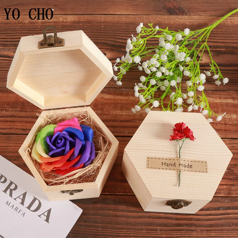 YO CHO 1 шт., вечное мыло, Роза в форме сердца, Коробка для мыла, голова цветка розы в деревянной коробке, свадебные сувениры, вечерние, мыльные подарки, цветы розы