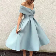 А-силуэт/принцесса без рукавов с открытыми плечами Атласные оборки платья длиной до середины икры