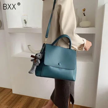 

[BXX] Solid Color PU Leather Crossbody Bags For Women 2020 Quality Bucket Bag Lady Shoulder Messenger Bag Female Handbags HJ048