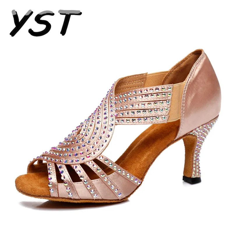 

Women's Rhinestone Latin Ballroom Dance Shoes Girls Modern Tango Dancing Shoes Square Heel more Color Lady Dance Shoes