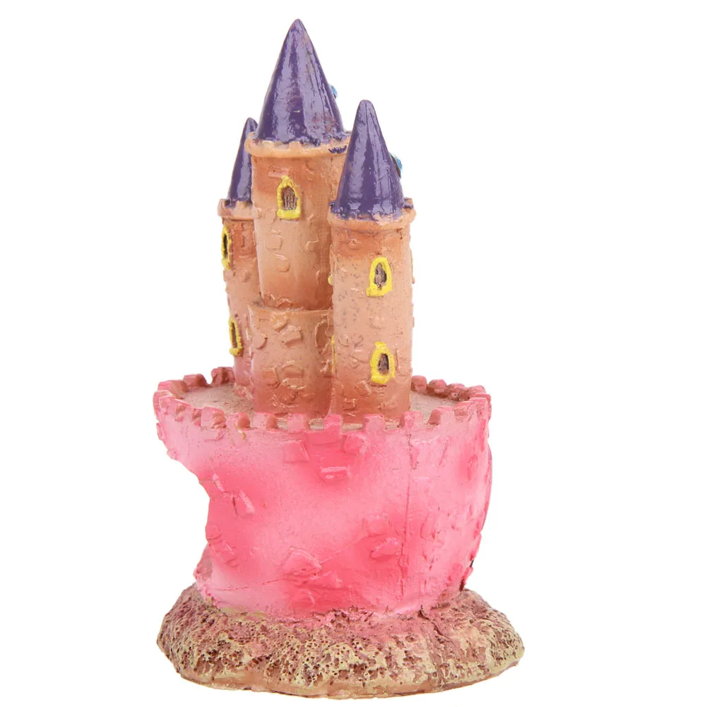 Resin Cartoon Castle Aquariums Decorations Castle Tower Ornaments Hiding Spots Entertainment Venues Fish Tank Decoration Pink
