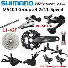SHIMANO DEORE M5100 Groupset 26-36T 170 175MM guarnitura Mountain Bike Groupset 2x11 velocità 11-42T 11-51T M5100 22S deragliatore posteriore