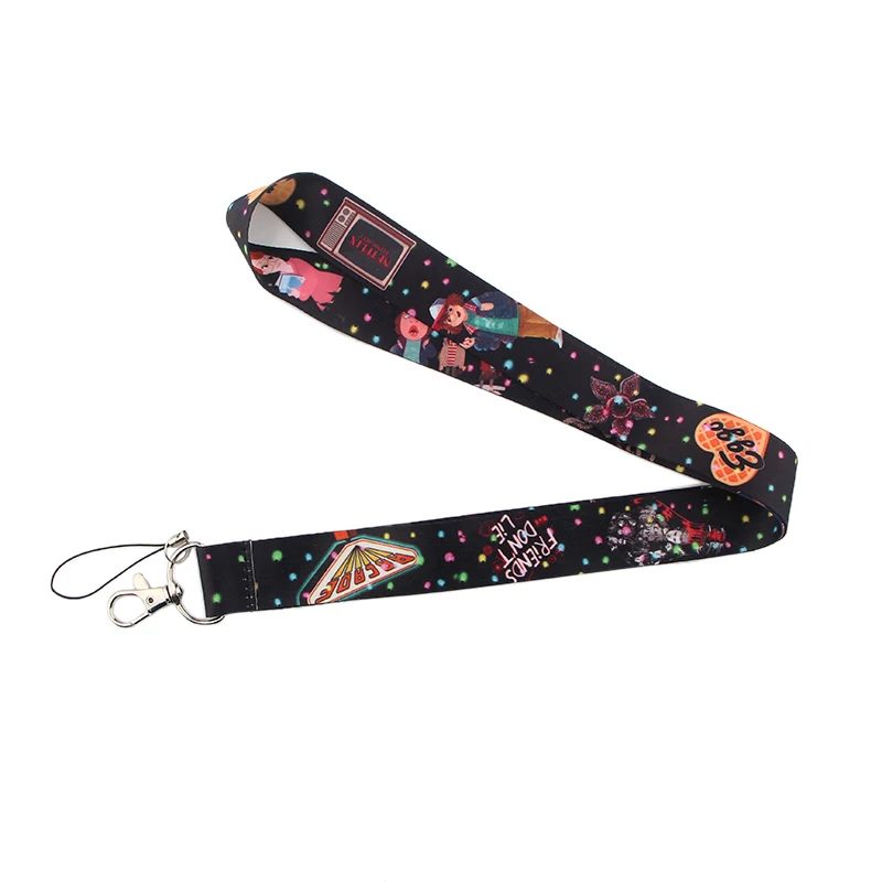 black CA255 1 шт. странные вещи ТВ брелок Lanyards держатель удостоверения личности ID карта пропуск мобильный телефон USB бейдж держатель ключевой ремень - Цвет: black