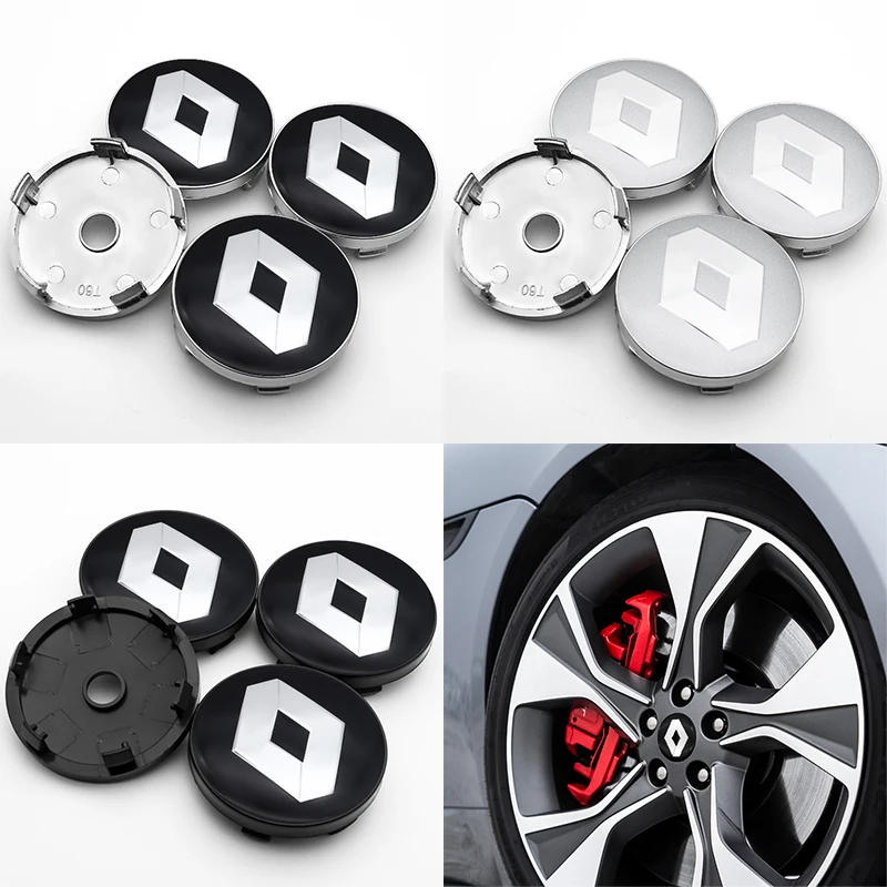 

Renault- Espace Twingo Megane Koleos 4pcs 56mm and 60mm emblem Wheel Center Hub Caps Badge covers car styling auto accessories