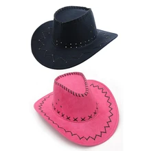 2 шт. ретро унисекс джинсовая дикая западная ковбойская Родео нарядное платье аксессуары шляпы синий и розовый красный