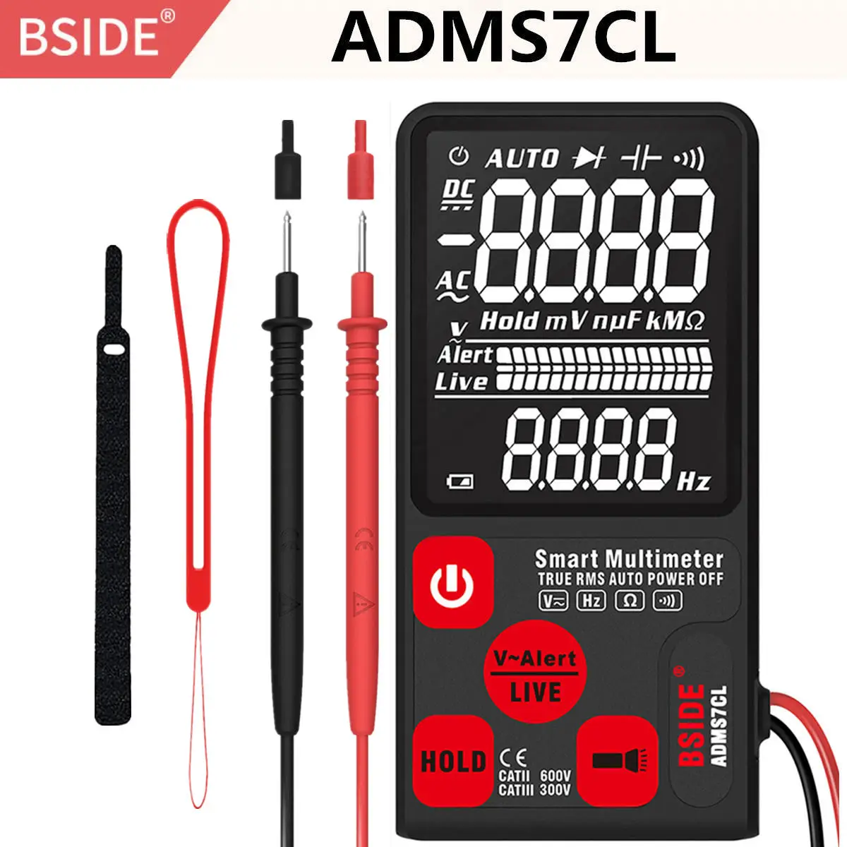 BSIDE ADMS7 тестер напряжения 3,5 ''большой ЖК-цифровой умный мультиметр тройной дисплей TRMS 6000 отсчетов DMM с аналоговым барграфом - Цвет: ADMS7CL-EBTN LCD