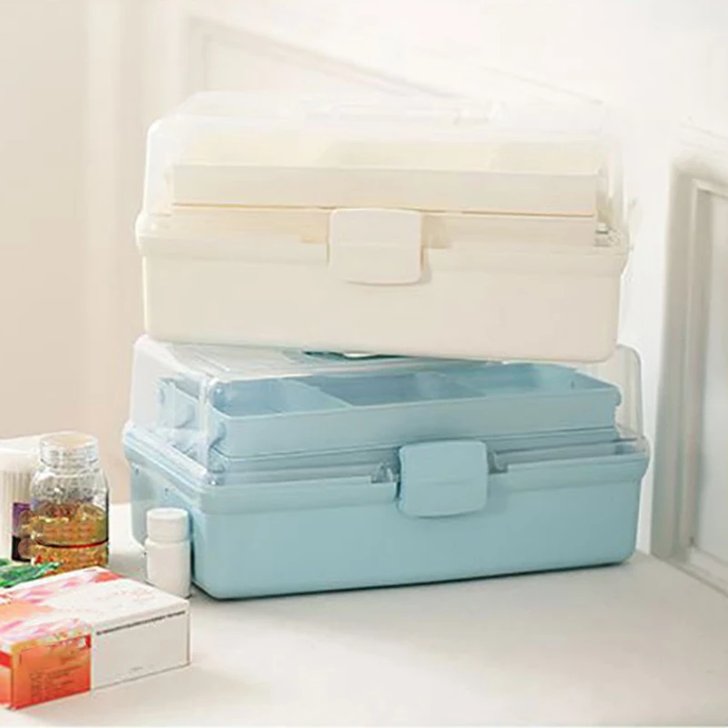 3 Layer Medical Kit Portable Medicine Box First Aid Kit Medicine Makeup Stationery Box Desk Storage