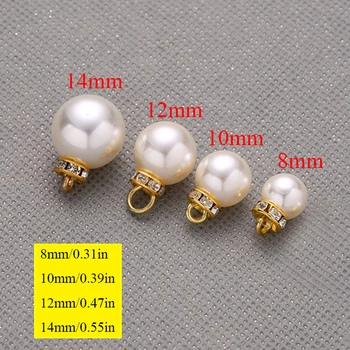 

10Pcs Imitation Pearl Pendant Round Plastic Beads 8-14mm Decorative Charm Beads Gold Silver Color DIY Fashion Jewelry Finding