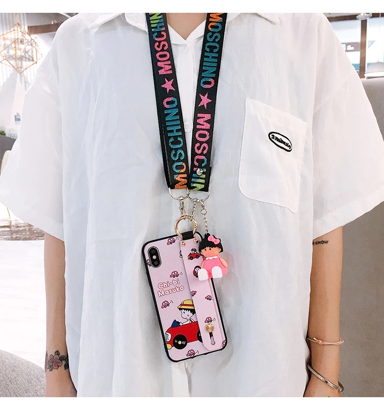 Oneplus 7 pro Crayon Shin-Chan Wrist Strap Soft TPU Phone Case for Oneplus 3 3T 1+5 5T One plus6 6T 1+7 Cute Case+ toy+ Strap