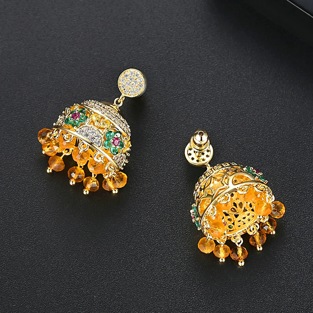 LUOTEEMI богемные индийские Jhumka бусины кисточкой цветок висячие серьги для женщин Свадебная вечеринка свадебные модные украшения Рождественские подарки