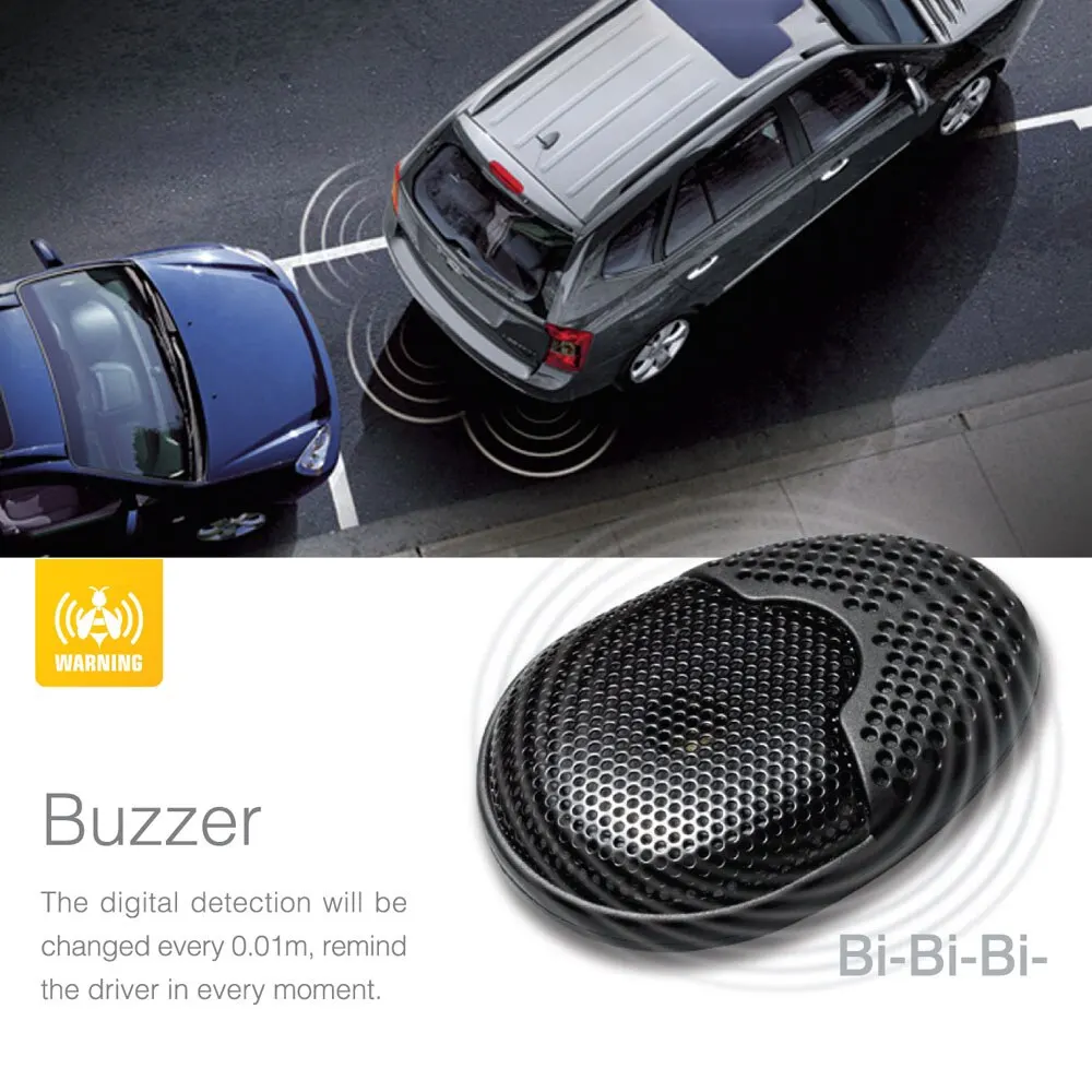 Car Parking Sensor Auto Parking Assist Reverse Car dvr Radar detector Alert Alarm System with External Buzzer Speaker 4 Sensors