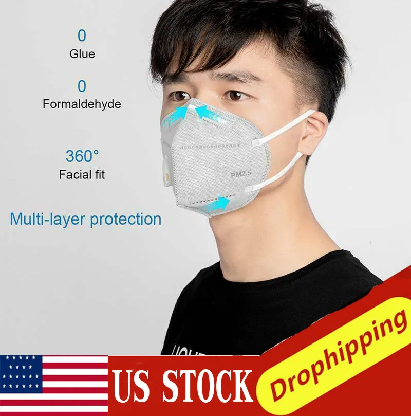 

USStock 3/10PCs KN95 Folding Valved Dust Mask PM2.5 Formaldehyde Bad Smell Bacteria Proof Face Mouth Masks