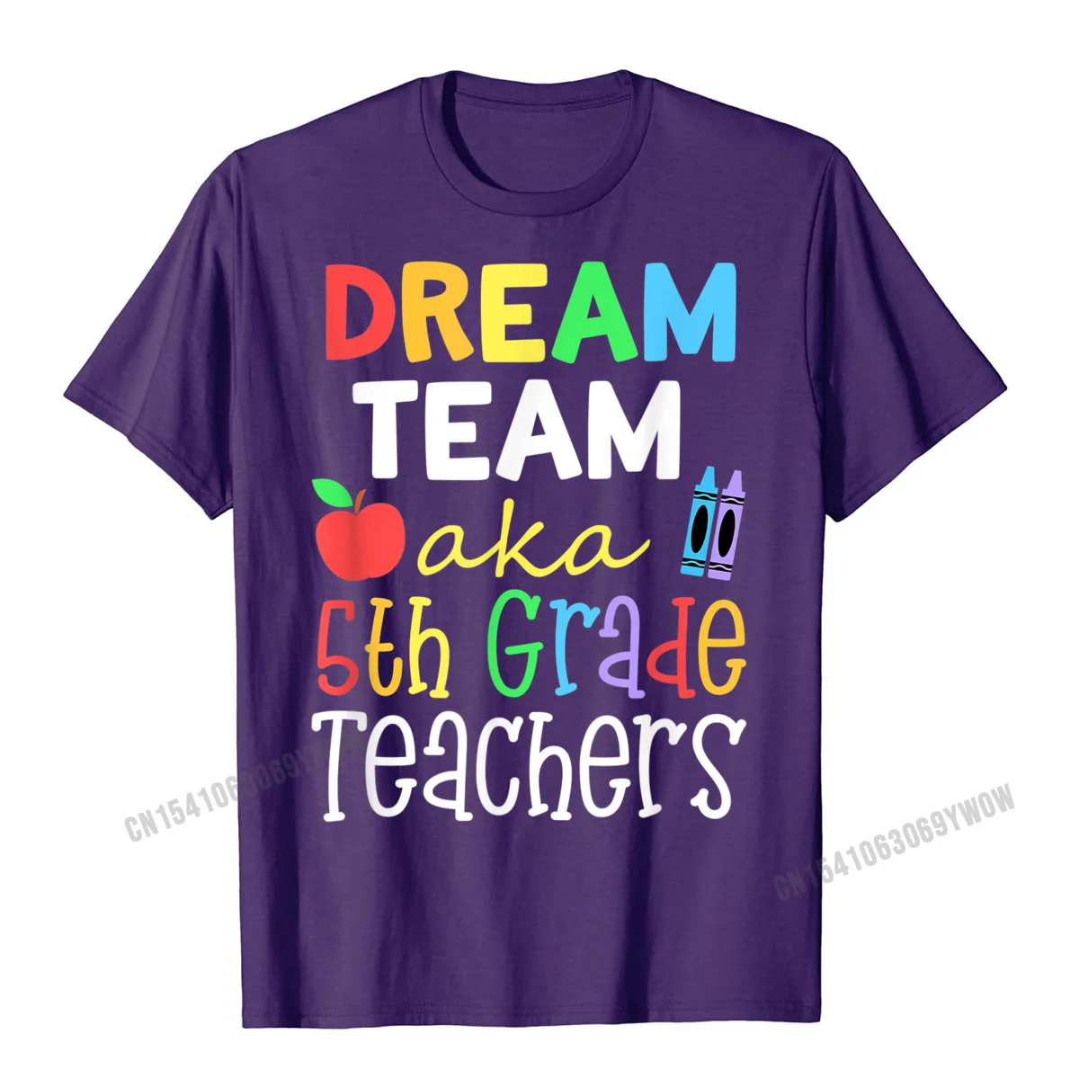Round Neck Casual 100% Cotton Man Top T-shirts Unique Short Sleeve Tops Shirt Wholesale Casual Tee Shirt Drop Shipping Dream Team AKA 5th Grade Teachers Gift For School Educators T-Shirt__327 purple