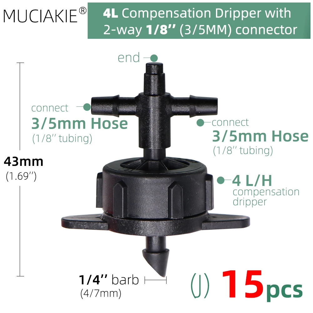 MUCIAKIE 24 Types 3/5MM 1/8'' Micro Drippers Fittings Garden Drip Irrigation Emitters Compensation 2/3/5/6-Way Coupling Adaptor self watering kit Watering & Irrigation Kits