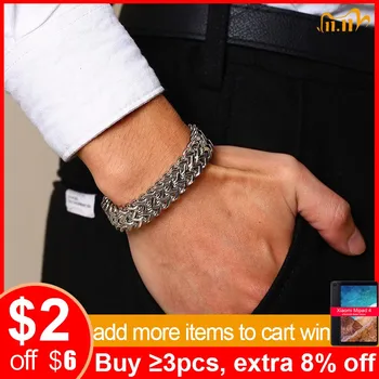 

VNOX Double Layered Curb Chain Bracelets Solid Stainless Steel Punk Biker Male Jewelry