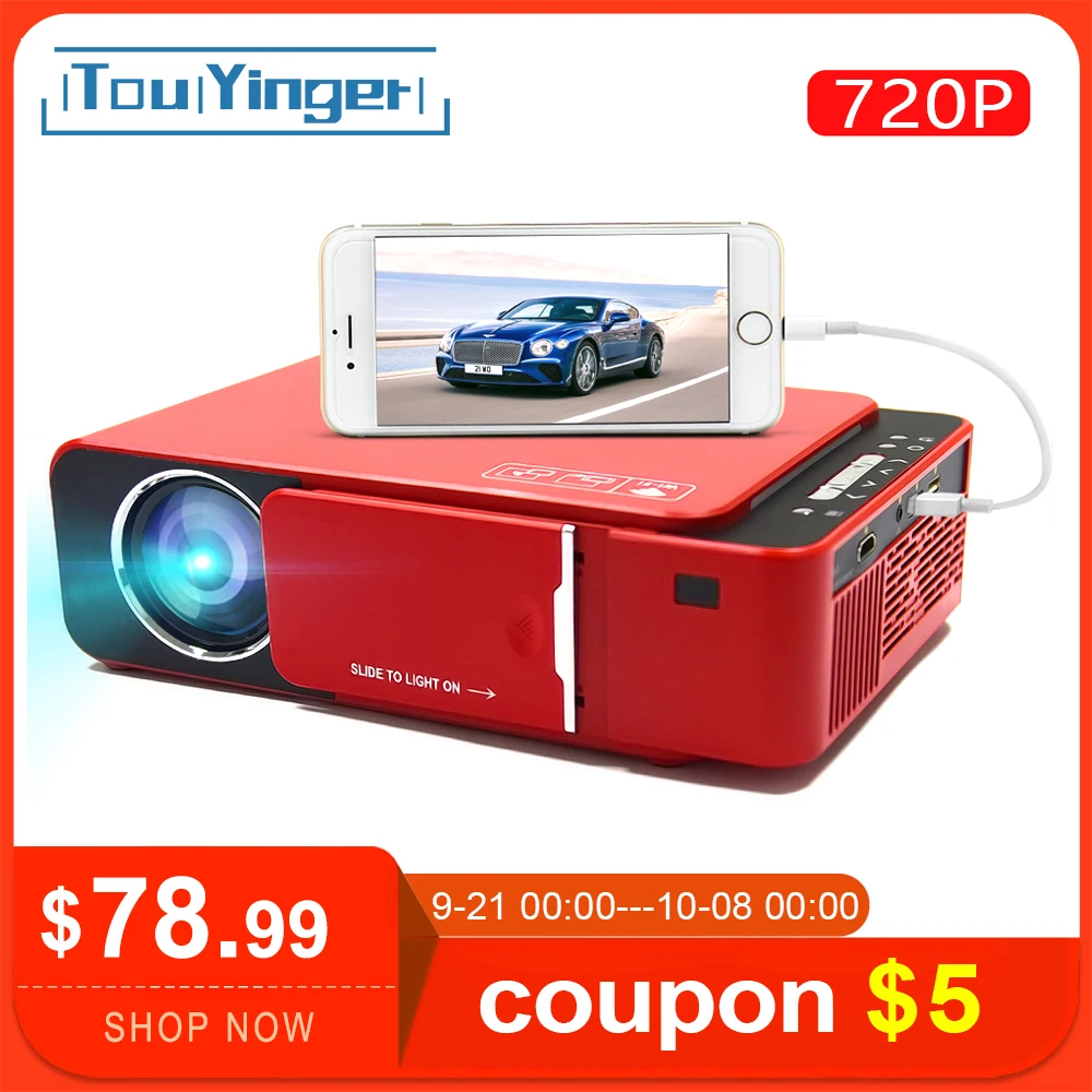 

TouYinger T6 LED Video Projector HD 720P Portable HDMI Option Android Wifi Beamer Support 4K Full HD 1080p Home Theater Cinema