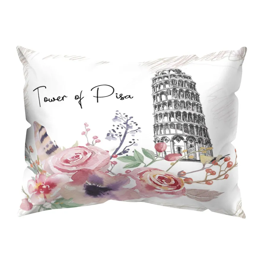 

New Soft Rectangle Cushion Cover 30x50cm 1PC Flower Print Soft Polyester Sofa Throw Cushion Cover Home Decor 0902#30