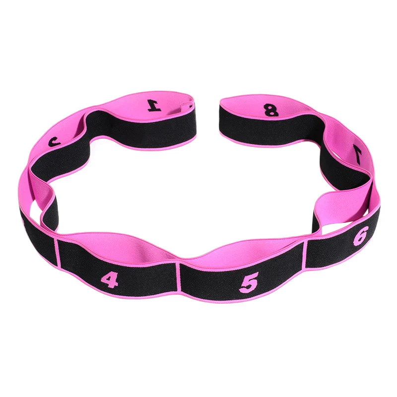 Elastic Nylon Yoga Stretch Strap With 8 Loops Latex Latin Dance Band Split Stretching Toughness Fitness Training Tool