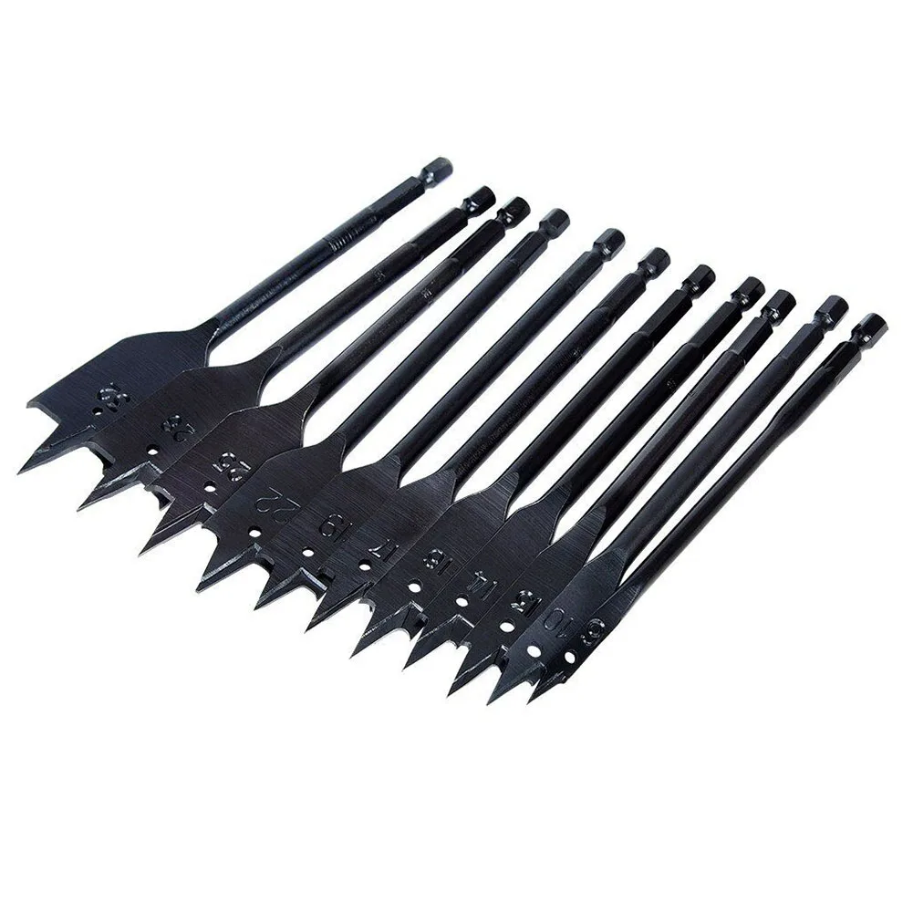 11pcs 6-32mm Smooth Woodworking Flat Spade Professional Drill Bit Set Cutting High Carbon Steel Long DIY Portable Practical