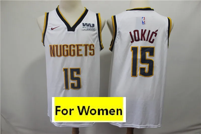 Женский бейсбольный мяч Денвер Аллен Айверсон#15 Nikola Jokic#27 Jamal Murray майки - Цвет: 2