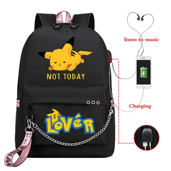 

Mochila Mujer Pikachu Pokemon Backpack Women School Bags for Teenage Girls Usb Charge Pink Backpack Laptop Travel Backpack Kids
