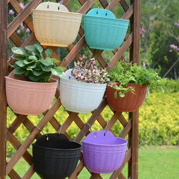 

2pcs Random Color Hanging Flower Pot Portable Convenient Wall Mounted Flower Pot for Home Patio Garden