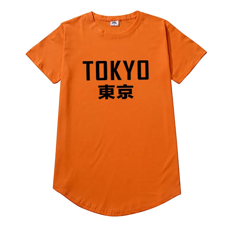 Orange CT419 Японская уличная футболка в японском стиле, летние мужские рубашки круглая оторочка, мужская повседневная Футболка camiseta masculina - Цвет: Orange CT419