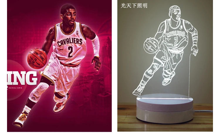 Вентиляторы NBA в Джеймсе Оуэне 3 d небольшая настольная лампа память Bryant студентов Выпускной День рождения ночник